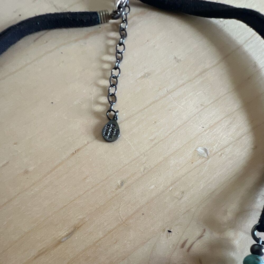Barse Turquoise Oval Pendant Charm Beaded Black Cord Necklace Adjustable Lobster - Picture 2 of 4